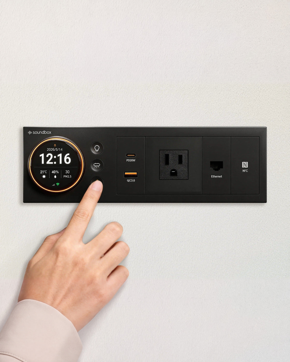 The smart matrix control panel inside a SoundBox VRS pod