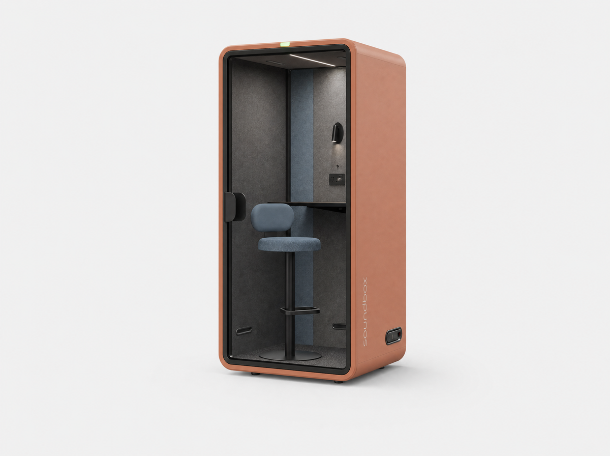 SoundBox VRS pod in a terracotta shell colour